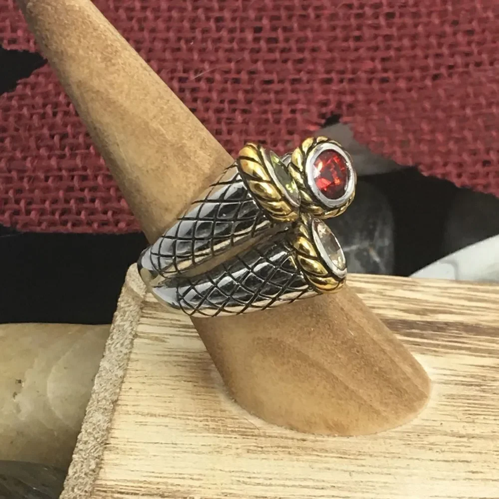 925 Solid Silver and 14K Plated Designer Inspired CZ Ring